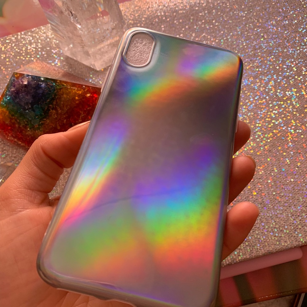 iPhone X/Xs silver rainbow holographic iridescent
